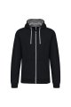 Heren Hoodie met rits Kariban K466 BLACK-FINEGREY